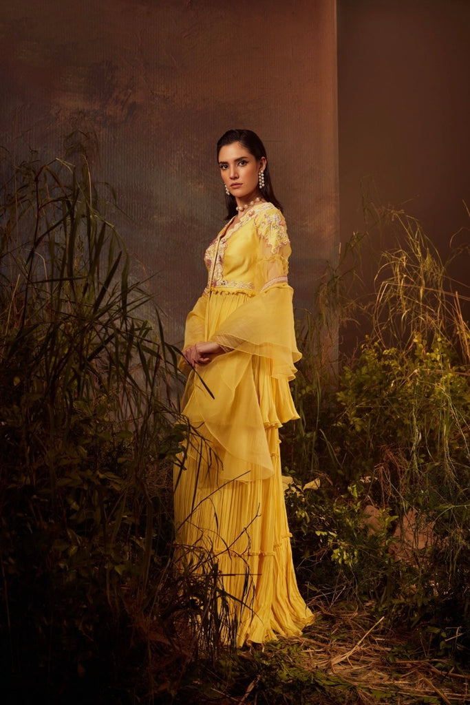 Embroidered peplum tunic  garara set