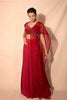 Ruby Red plazzo Pants with Hand Embroidered Drape Pallu and Blouse set