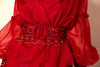 Scarlet Red Organza Jacket with Multi Asymmetric Layer Lehenga set