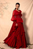 Scarlet Red Organza Jacket with Multi Asymmetric Layer Lehenga set
