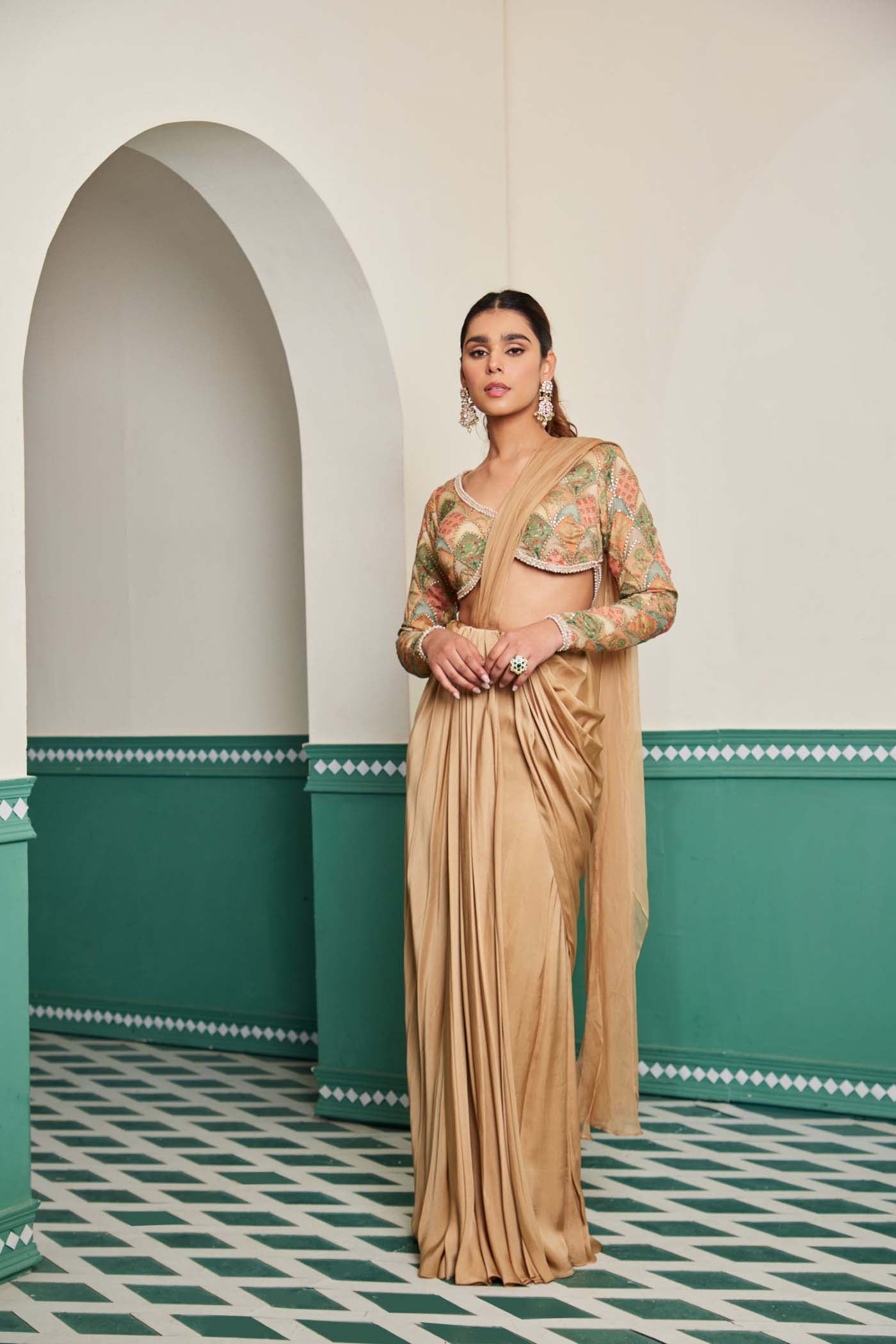 Zainab stitched saree set
