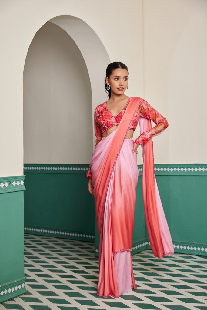 Gulera stitched saree set