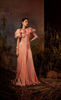 Embroidered ruffle shoulder pants saree set