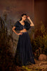 IRIS - Mid night blue ruffle cape lehenga set