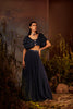 IRIS - Mid night blue ruffle cape lehenga set