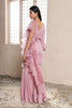 Lilac Flare cut pants with Embroidered tunic and organza ruffle dupatta