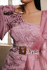 Lilac Flare cut pants with Embroidered tunic and organza ruffle dupatta