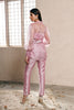 Lilac Organza Embroidered Shirt with Pencil cut Taffeta Pants set