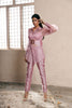 Lilac Organza Embroidered Shirt with Pencil cut Taffeta Pants set