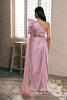 Lilac Satin Pre Constructed Slit Saree (RTS)
