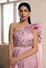 Lilac Satin Pre Constructed Slit Saree (RTS)