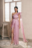 Lilac Satin Pre Constructed Slit Saree (RTS)