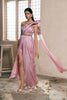 Lilac Satin Pre Constructed Slit Saree (RTS)
