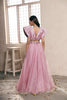Lilac Taffeta Silk Embroidered blouse with Lehenga set
