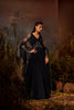 Mid night blue embroidered yoke floor length gown with dupatta (RTS)