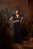 Mid night blue embroidered structured cape set (RTS)