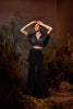 Mid night blue embroidered structured cape set (RTS)