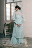 Mint Organza long Cape with Flare cut Bell Bottom Pants set