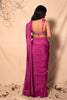 Mulberry Pink Hand Embroidered Brallete with Pre- Stitched Saree set