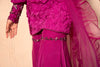 Mulberry Pink Knee Length textured tunic with Sharara and ruffle dupatta
