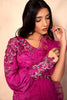 Mulberry Pink Knee Length textured tunic with Sharara and ruffle dupatta