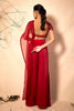 Ruby Red plazzo Pants with Hand Embroidered Drape Pallu and Blouse set