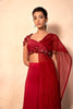 Ruby Red plazzo Pants with Hand Embroidered Drape Pallu and Blouse set