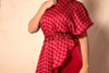 Ruby Red Printed one Shoulder Cape and Pants set with Embroidered Waist belt set