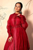 Ruby Red floor length suit with Embroidered Dupatta set