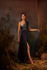 SELENE-Mid night blue embroidered structured shoulder saree gown