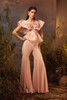 Embroidered peplum top with pants set